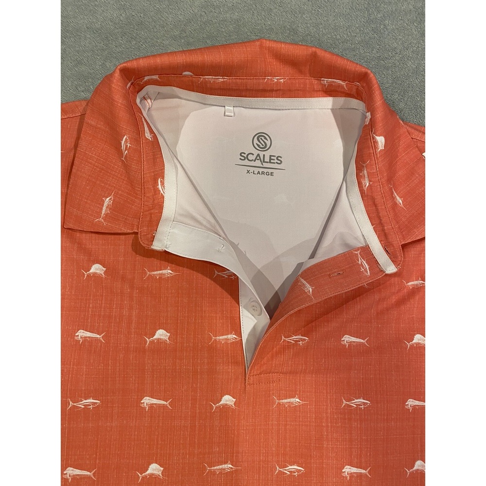 Mens Scales Short Sleeve Golf Polo Shirt Pink XL